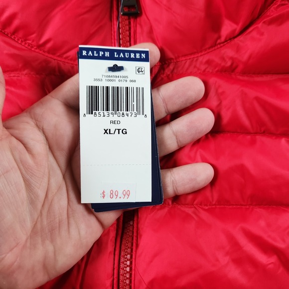 Polo Ralph Lauren Packable Puffer Vest Mens Size XL Red Nylon Fill - Picture 5 of 9
